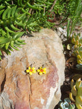Vibrant Yellow Wooden Flower Earrings