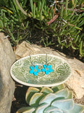 Vibrant Turquoise Wooden Flower Earrings