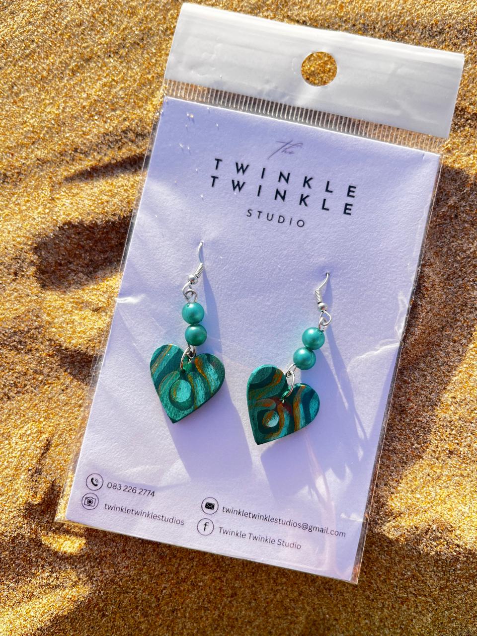 Green and Gold Earring Set